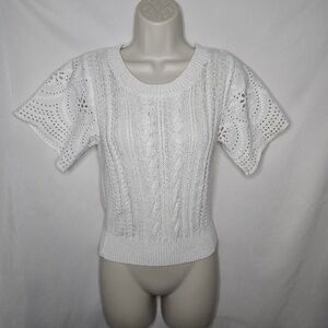 Womens 7th Avenue Design Studio New York & Co Ivory Sweater Top Short Sleeve S